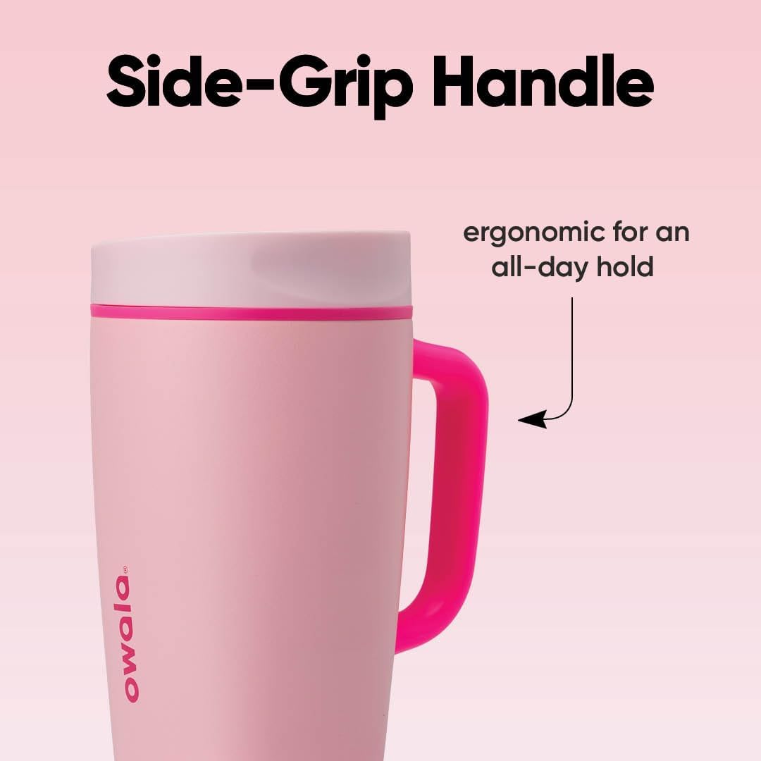 Owala SmoothSip Slider Travel Mug - Insulated Stainless Steel, 100% Leak Proof, 12oz, BPA Free | Pucker Up Design