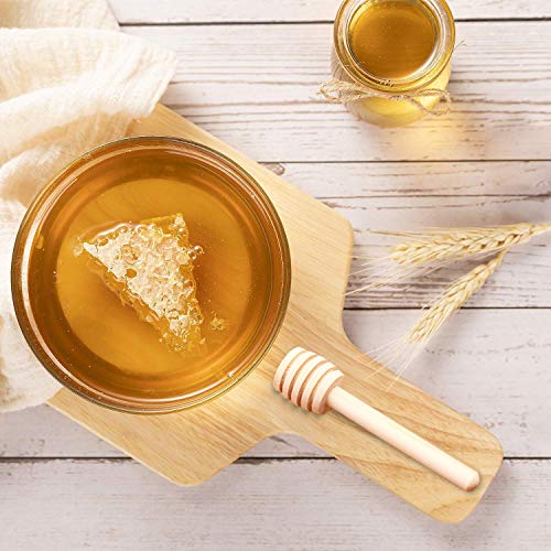 Amajoy 50PCS Small Wood Honey Dipper Sticks with Thank You Escort Card and Twine Server for Honey Jar Dispense Drizzle Honey Wedding Party Favor Baby Shower