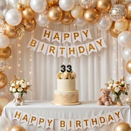 Black 33 Birthday Candles for Cake - 2 Pcs 33 Number 3 Decorative Toppers