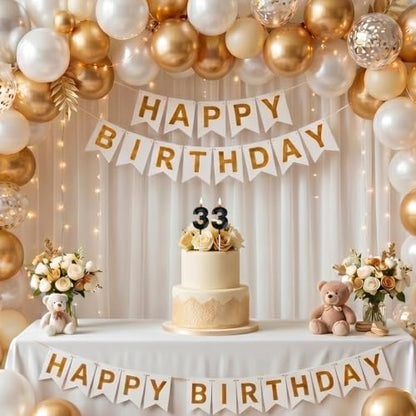 Black 33 Birthday Candles for Cake - 2 Pcs 33 Number 3 Decorative Toppers