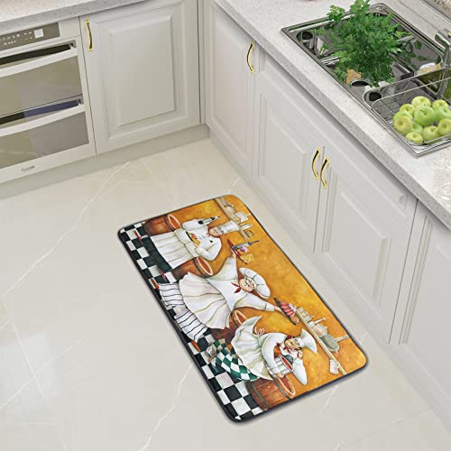 Non-Slip Kitchen Rugs and Mats - Washable Fat Chef Decor 39x20 Inches