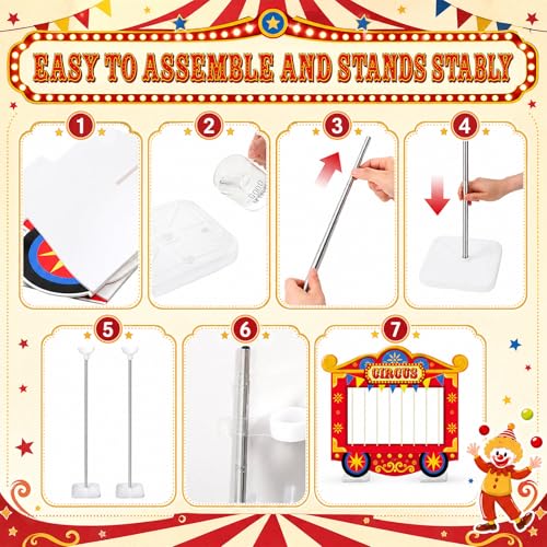 Carnival Circus Party Decorations Cardboard Cutout Kit with Stand and Flags