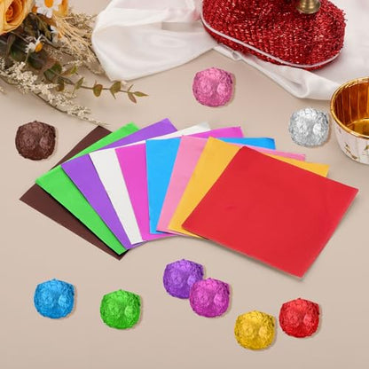 4x4 Inch Brown Aluminum Foil Candy Wrappers - 200 Pcs, Food Grade, Fine Grid