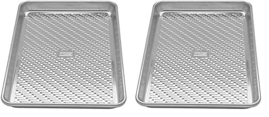 Chicago Metallic Uncoated Textured Aluminum Small Cookie/Baking Sheet, 9-Inch-by-13-Inch, Silver (Pack of 2)