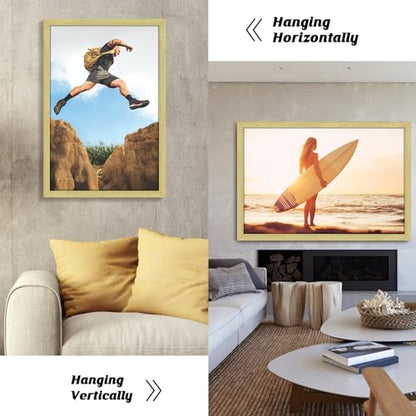 Gold 24x36 Frame Set of 3 - Vintage Poster Wall Gallery Display, Plexiglass