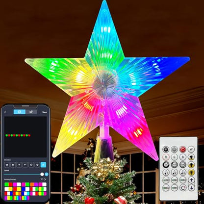 7.6-inch RGB LED Christmas Tree Topper Star with Remote & App Control