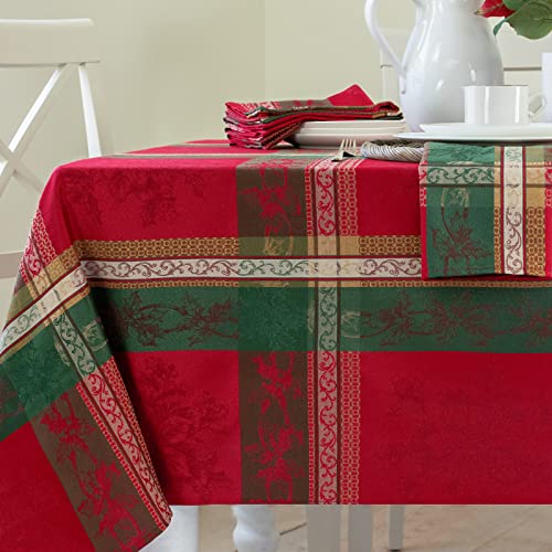 Holiday Legacy Rectangular Tablecloth 60x120 Inches - Elegant Holiday Decor
