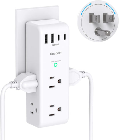 Surge Protector by [Brand Name] - 6 AC Outlet Extender with Rotating Plug & 4 USB Ports | 1800J Power Strip for Home & Office