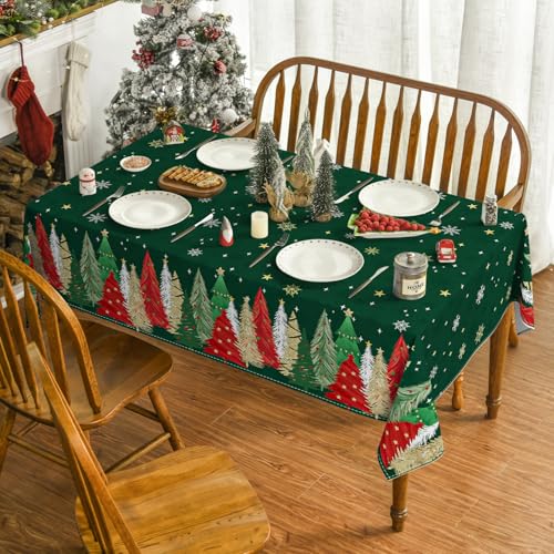 Christmas Tablecloth 60 x 140 Inch Rectangular Green - Holiday Home Decor
