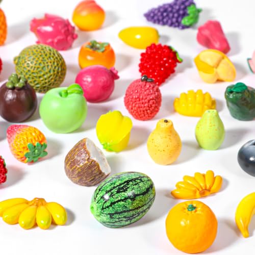 35PCS Resin Artificial Fruit Decor Miniature Fruit Figures for Crafts & Home
