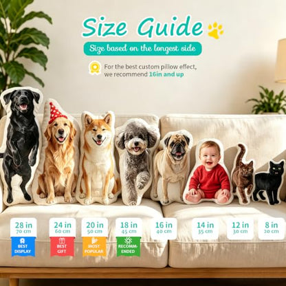 Pet1 Custom Pet Pillow with Photo - Personalized Dog & Cat Face Cushion