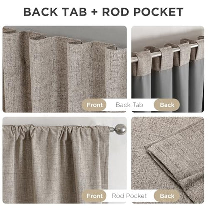 Joydeco Blackout Curtains for Bedroom - 108 Inch Long 100% Light Blocking 2 Panels Cappuccino Drapes, Thermal Insulated Room Darkening Curtains, Linen Textured for Living Room, Rod Pocket & Back Tabs