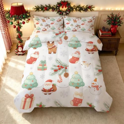 Christmas Cartoon Kids Twin Size Comforter Set - Holiday Bedding