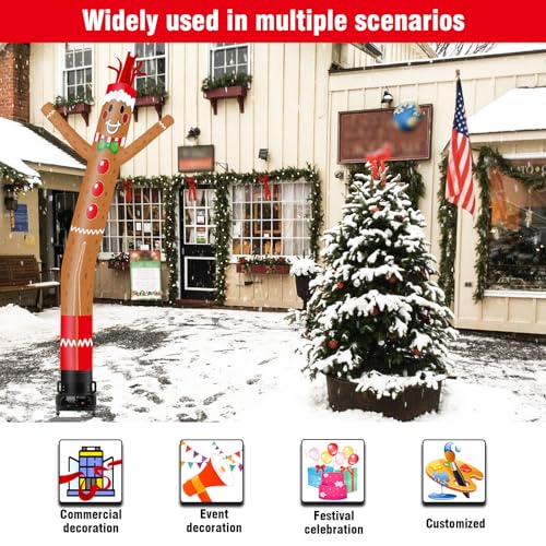 20FT Tall Gingerbread Man Inflatable Tube Man - Wacky Wavy Dancing Guy for Outdoor Decoration Advertising - Variation: Gingerbread Man-20FT