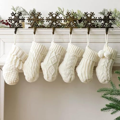 Mini Knitted Christmas Stockings 6 Pack - Rustic Farmhouse Holiday Decor