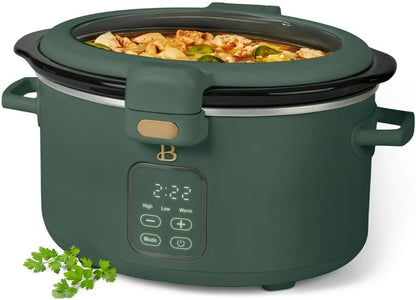 Skiennix 4 Quart Programmable Slow Cooker - Digital Touch Controls & Removable Nonstick Pot | Thyme Green