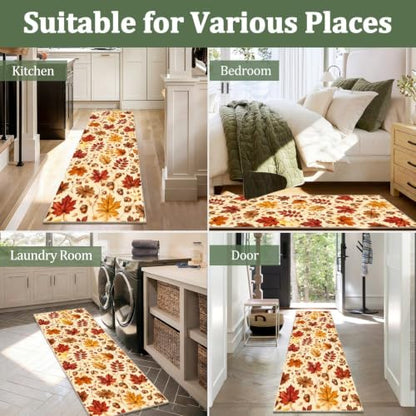 Autumn Leaf Acorn Runner Rug 3x12 Fall Country Floor Mat for Thanksgiving - Pattern-7