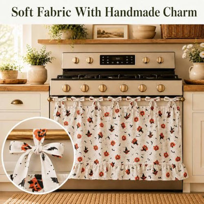 Oven Skirt for Kitchen Decor Curtain - Washable Decorative Farmhouse Style Moon White