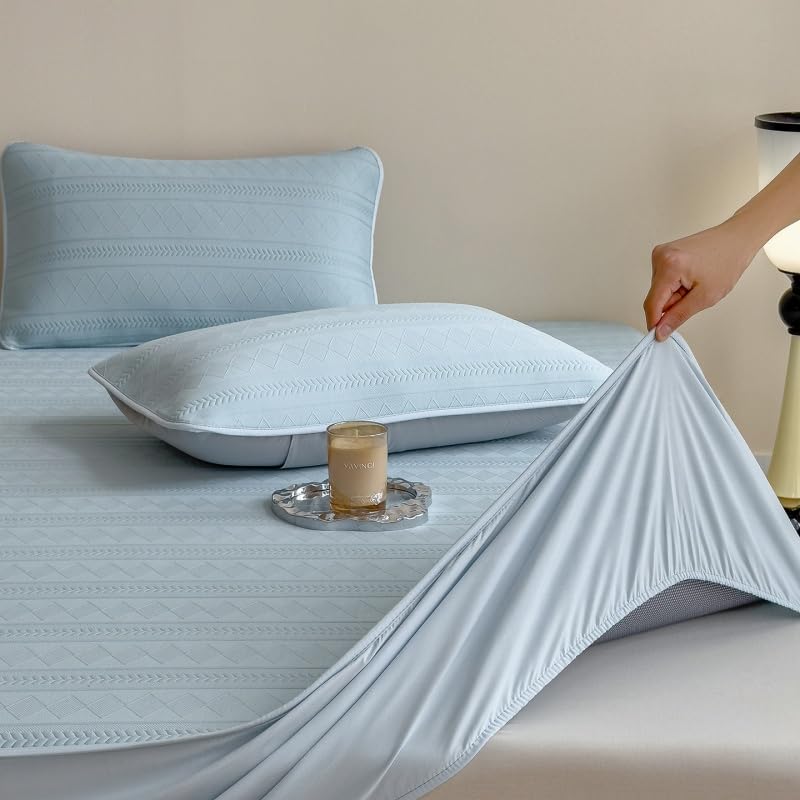 Queen Quilted Mattress Topper with Cooling Fitted Cover Deep Pocket A05