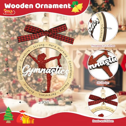 Gymnastics Christmas Ornament Wooden Holiday Decoration - Red, 3.93 Inch - Variation of THIS Listing