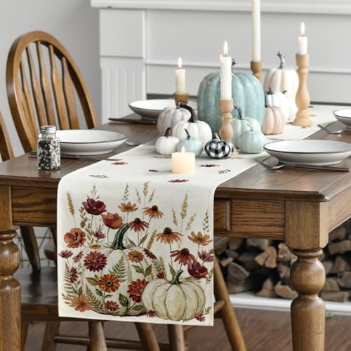 210 GSM Fall Table Runner 13x72 Inch Beige Polyester for Home & Party Decor