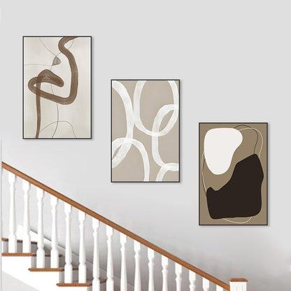Skiennix Framed Canvas Wall Art Set - Abstract Paint Strokes in Black, White & Grey | 24" x 32" - Modern Minimalist Decor for Living Room, Bedroom & Office