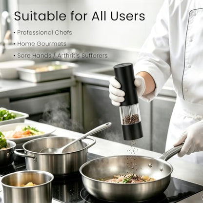 USB Rechargeable Salt & Pepper Grinder Set with Storage Base - Black 2 Pack - Variation 2