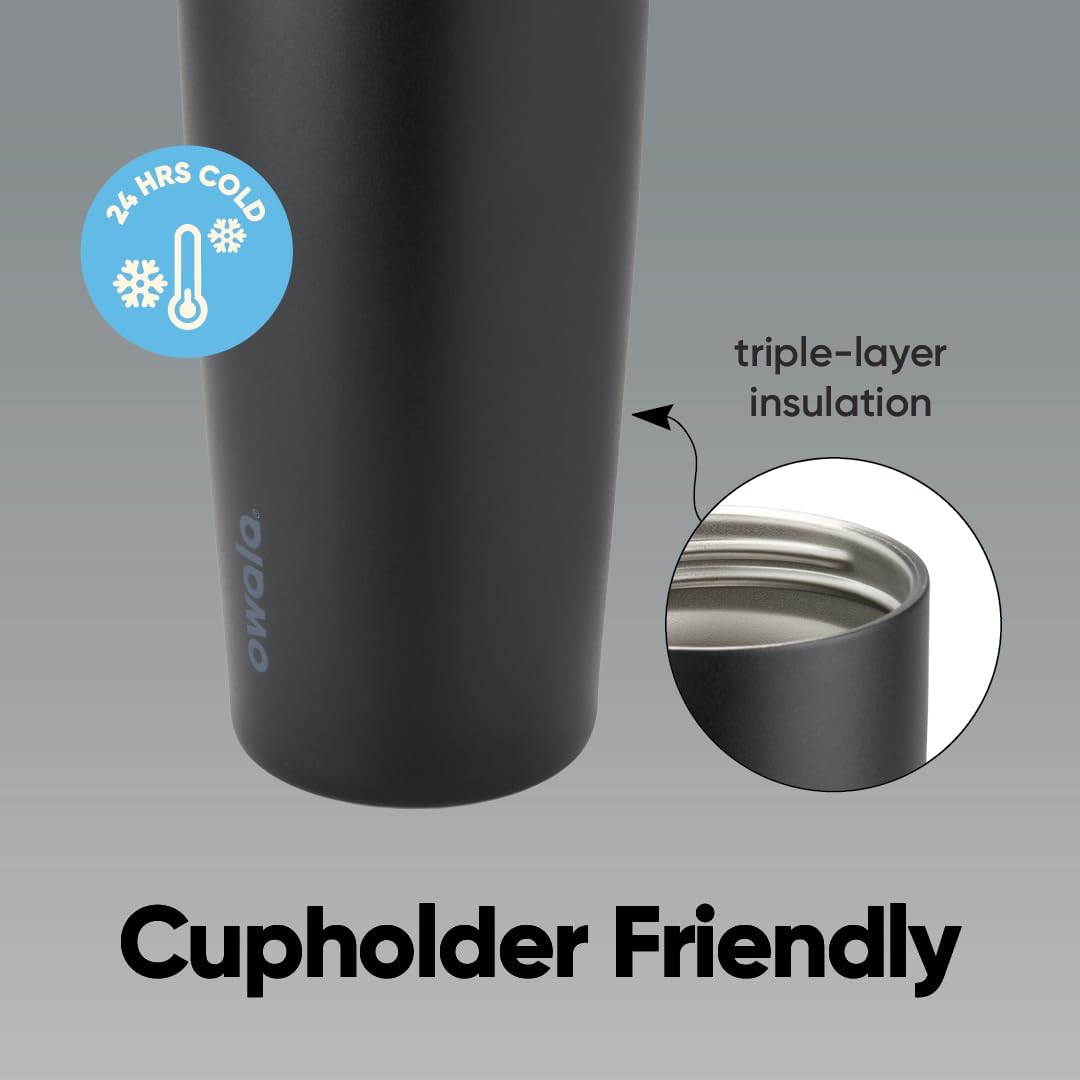 Owala FreeSip Sway - 40-Oz. Stainless Steel Water Bottle - Sleek Black Design