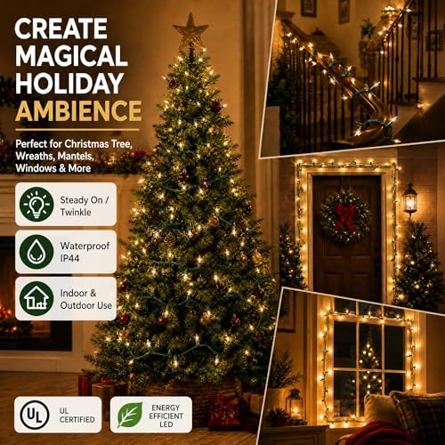 TW SHINE Warm White Outdoor Christmas String Lights 20FT 100 Count Waterproof Indoor Decoration
