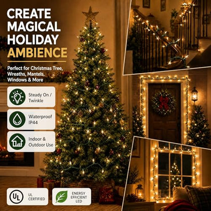 TW SHINE Warm White Outdoor Christmas String Lights 20FT 100 Count Waterproof Indoor Decoration