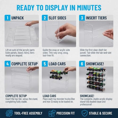 Monster Trucks Display Case for 1:64 Scale Toy Storage Organizer Shelf