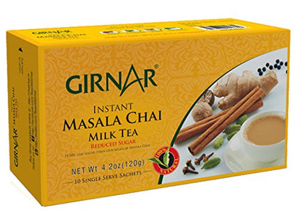 Girnar Instant Chai (Tea) Premix With Masala Unsweetened, 10 Sachet Pack