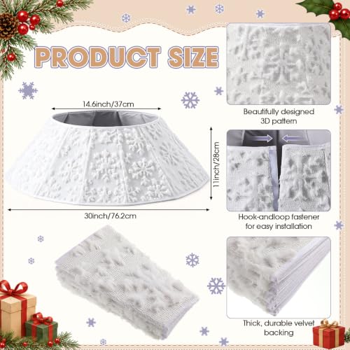 30 Inch Faux Fur Christmas Tree Collar - White Snowflake Design