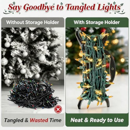 8PC Christmas Light Storage Holders Set - Cord Wind Up & Organizer, Black