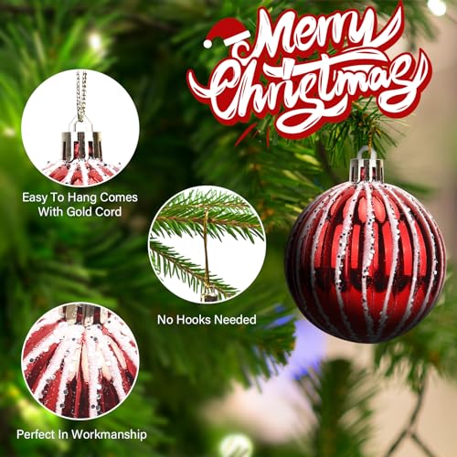 Shatterproof Christmas Ornaments Set - 44 Durable Holiday Decorations with Hanging Ropes