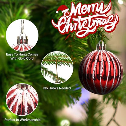 Shatterproof Christmas Ornaments Set - 44 Durable Holiday Decorations with Hanging Ropes