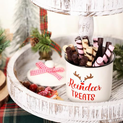 Christmas Reindeer Treats Ceramic Canister for Tiered Tray Decor