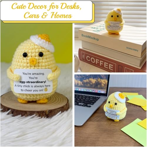 Cheer You On! Handmade Crochet Emotional Chick Gift - Motivational Decor