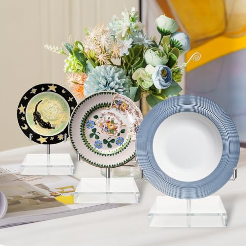 Large Crystal Display Stands Set of 2 - Adjustable Acrylic Collectible Holders