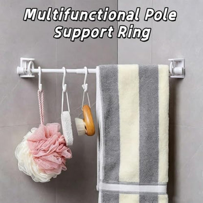 4 Pack Black Adhesive 360° Rotating Towel Ring Hooks No Drilling