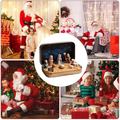 Mini Christmas Nativity Set in Tin Box - Handcrafted Pocket Scene with Figures - Holiday Religious Decor - Variation #a / 1