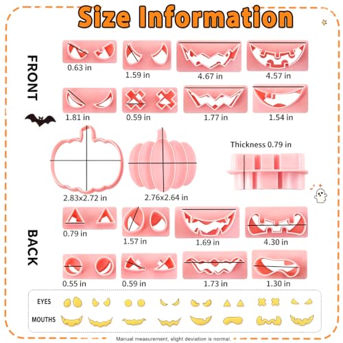 Halloween Pumpkin Cookie Cutters Set - 10 Pcs Mini Pumpkin Stamps with Faces