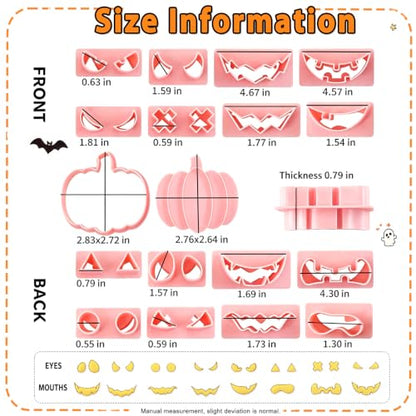 Halloween Pumpkin Cookie Cutters Set - 10 Pcs Mini Pumpkin Stamps with Faces