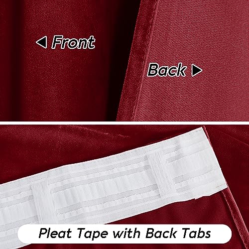 RYB HOME Red Velvet Blackout Curtains 96 Inch - Pack of 2, Bedroom & Living Room