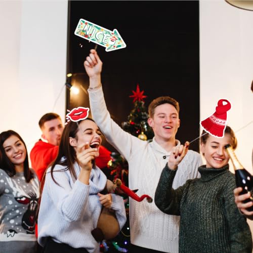 Christmas Photo Booth Props Kit with 24 Fun Accessories for Holiday Parties