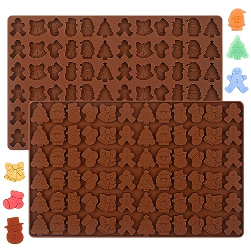 Webake Christmas Silicone Molds - 72 Cavities Holiday Shaped Candy & Fondant, 2 Pcs - Variation of THIS listing