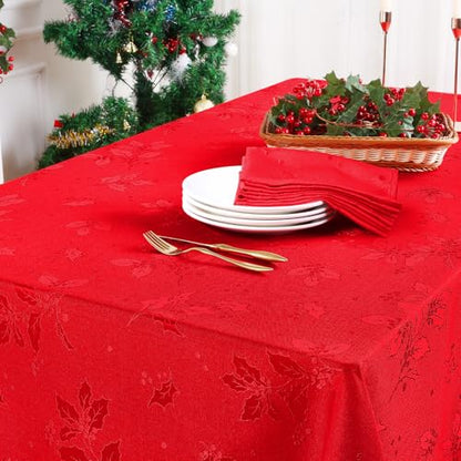 Christmas Jacquard Table Cloth 52x70 Inch Waterproof Dining Decor