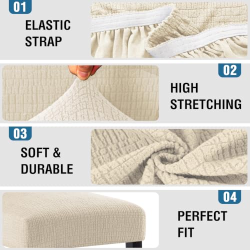 Jacquard Waterproof Bar Stool Covers Set of 4 - Mid Back Ivory
