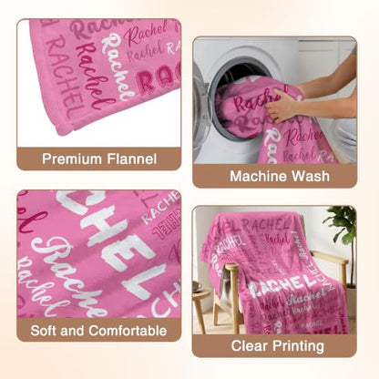 Personalized Blanket with Name - Dark Pink Fleece Throw for Kids & Adults