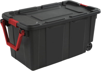 Regine Switzerland 40 Gallon Plastic Storage Bins - Durable Containers with Wheels, Black | 2 Pack